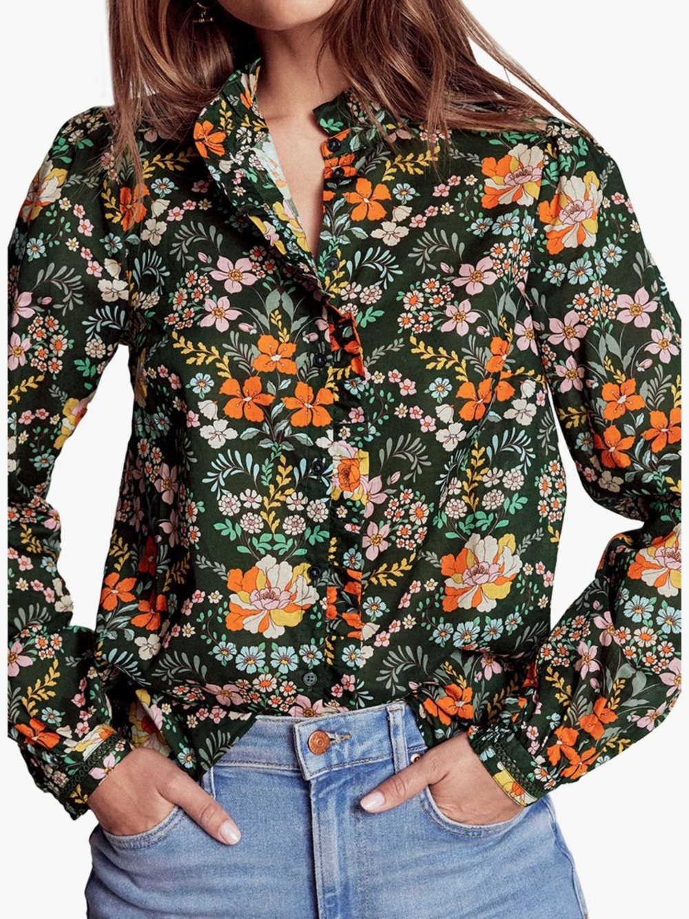 Helena Floral Cotton Button-Up Shirt